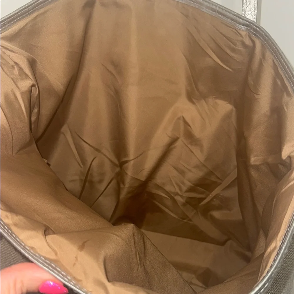 Michael Kors Metallic Taupe Tote Bag with Silver Trim - Picture 7 of 10